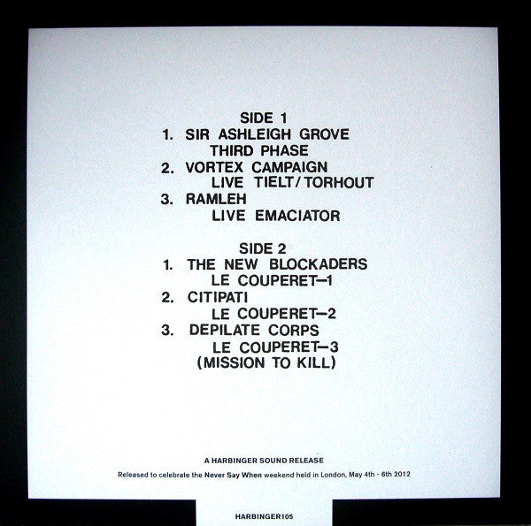 Image of Back Cover of LP - VG/VG+ - VARIOUS ARTISTS, Le Couperet: Music For The Crimes Of Dr.Petiot (Harbinger Sound ; HARBINGER105, UK 2013 Reissue, Inner, Limited Edition of 300), Corner Bumps, Damage To Top Seam,  - 1926204E