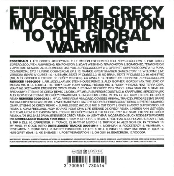 Image of Back Cover of 5xCD - VG/VG+ - ETIENNE DE CR CY, My Contribution To The Global Warming (Pixadelic; PXC009, UK & Europe 2012, Die Cut Box Set), Box Creased,  - 1956108S