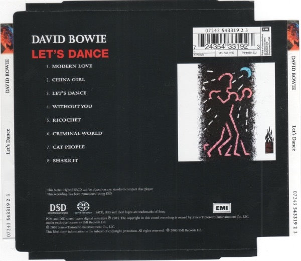 Image of Back Cover of SACD - M/M - DAVID BOWIE, Let's Dance (EMI; 07243 543319 2 3, UK & Europe 2003 Reissue, Hybrid, Stereo), Still SEALED In Stickered Shrinkwrap,  - 1916296C