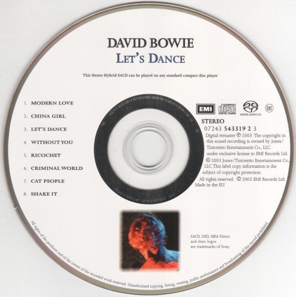 Image of Label Cover of SACD - M/M - DAVID BOWIE, Let's Dance (EMI; 07243 543319 2 3, UK & Europe 2003 Reissue, Hybrid, Stereo), Still SEALED In Stickered Shrinkwrap,  - 1916296C
