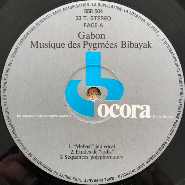 Image of Label Cover of LP - G+/VG - PYGM ES BIBAYAK, Gabon: Musique Des Pygm es Bibayak (Ocora; 558 504, France Reissue, Die Cut Gatefold Sleeve), Edge wear and small tears on die-cut. ,  - 1946119S