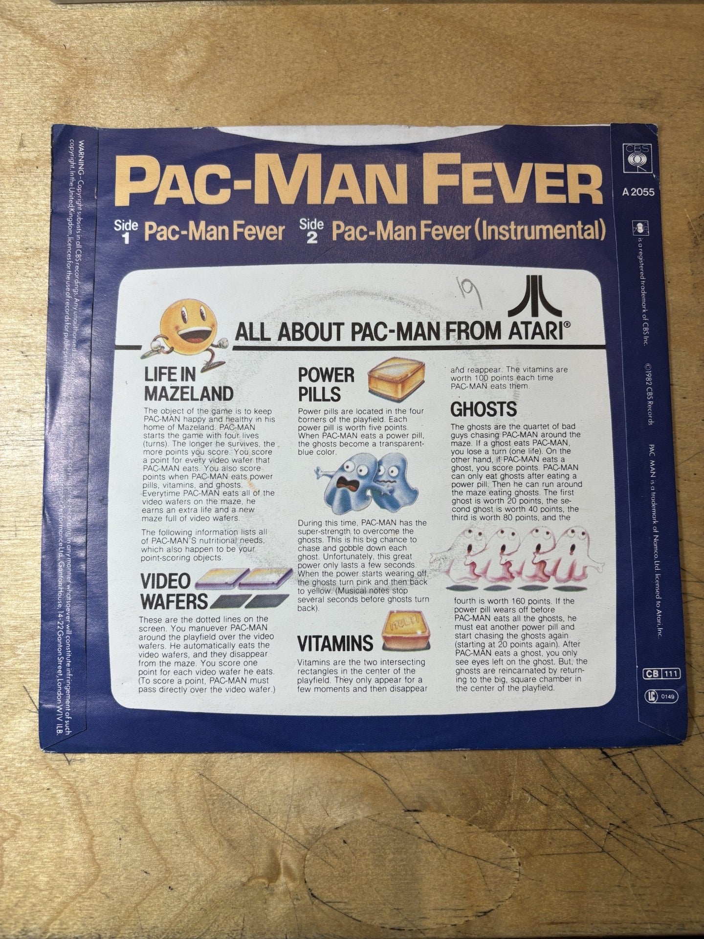 Image of Back Cover of 7" - VG/VG - BUCKNER & GARCIA, Pac-Man Fever (CBS; CBS A2055, UK 1981, A Label Promo, Picture Sleeve, Solid Centre), A Label Promo, UK Picture sleeve variant, Strong VG Throughout, Promo number written on label and front of sleeve. ,  - 1916314C