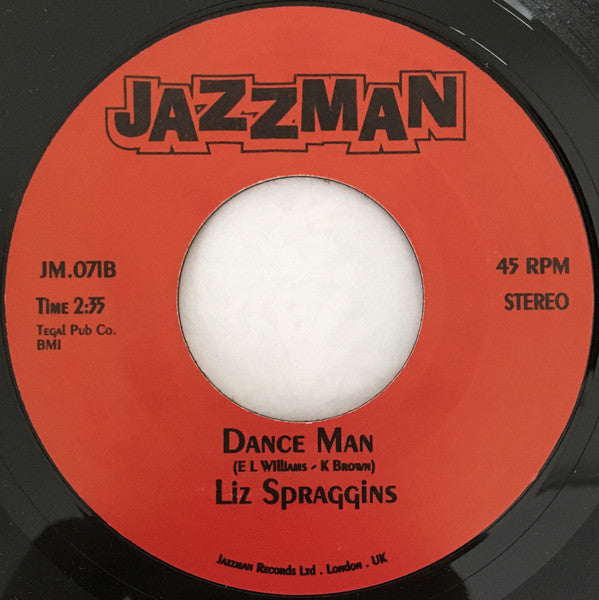 Image of Back Cover of 7" - /EX - KEISA BROWN / LIZ SPRAGGINS, Dance Man (Jazzman; JM.071, UK 2009 Reissue), ,  - 1926143E