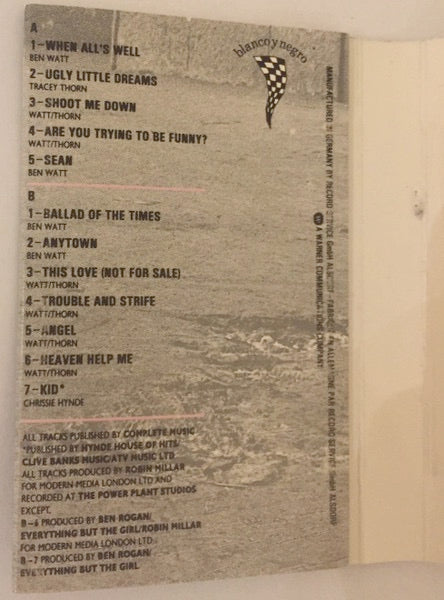 Image of Back Cover of Cassette - VG+/VG+ - EVERYTHING BUT THE GIRL, Love Not Money (Blanco Y Negro; 240 657-4 , 	UK 	, J - Card), ,  - 1936116E