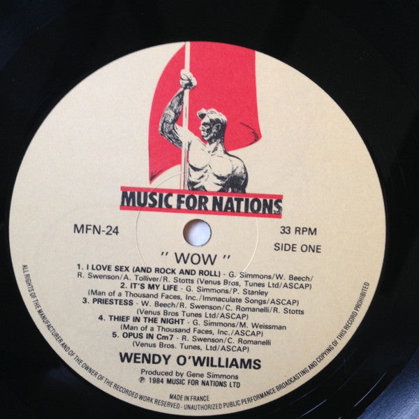 Image of Label Cover of LP - VG/VG - WENDY O. WILLIAMS, WOW (Music For Nations; MFN 24, UK 1984, Feat. Ace Frehley, Produced By Gene Simmons), ,  - 1916286C