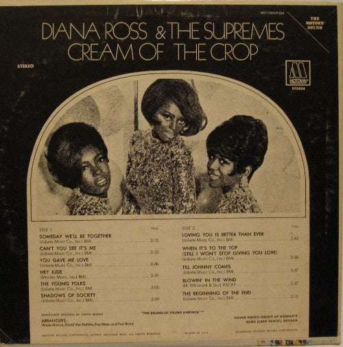 Image of Back Cover of LP - VG/VG - DIANA ROSS & THE SUPREMES, Cream Of The Crop (Motown; MS 694, US 1969), Light Marks only.,  - 1946255S