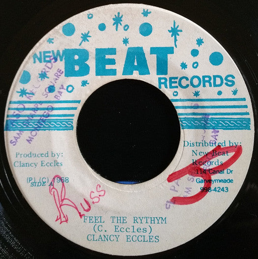 Image of Front Cover of 7" - /VG+ - CLANCY ECCLES / THEOPHILUS BECKFORD, Feel The Rhythm / Easy Snapping (New Beat Records; , Jamaica 1968), ,  - 1926262E