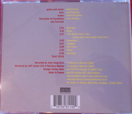 Image of Back Cover of CD - VG+/VG+ - KARATE, Pockets (Southern Records; 28114-2, UK 2004, Jewel Case, Made In France. No 'Pockets' Pin), ,  - 1916374C