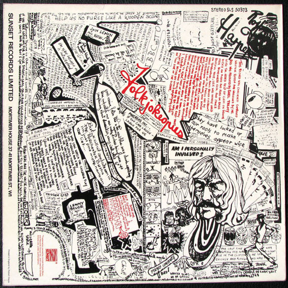 Image of Back Cover of LP - G+/VG - ROY HARPER, Folkjokeopus (Sunset Records; SLS 50373, UK 1975 Reissue, Laminated Front Sleeve, No Made In England On Label), Strong VG disc, Glossy with a few light wispy marks, Label wear to side 2 label, Sleeve intact but has edge wear, ring wear and a stain on rear. ,  - 2416388C