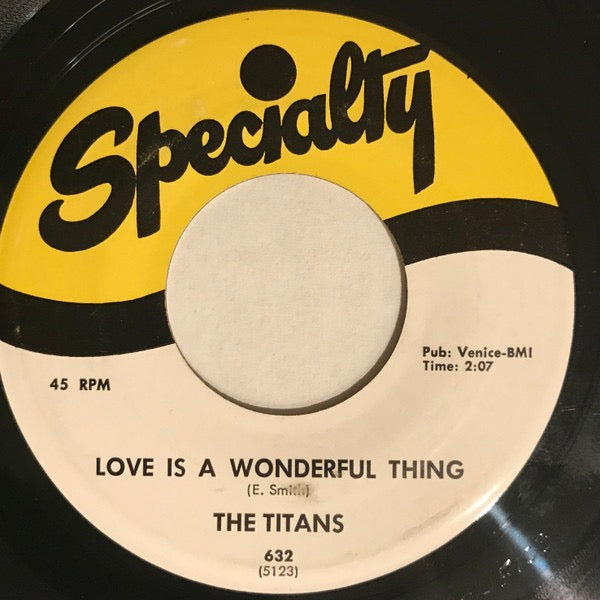 Image of Back Cover of 7" - /VG+ - THE TITANS, Arlene / Love Is A Wonderful Thing (Specialty; 632, US 1958, Plain Sleeve, Large Centre Hole), Clean copy,  - 1916440C