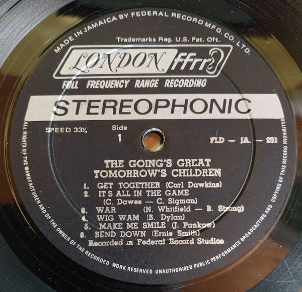 Image of Label Cover of LP - G+/VG - TOMORROW'S CHILDREN, The Going's Great With (London Records; FLD-JA-201, Jamaica 1970), ,  - 1916405C