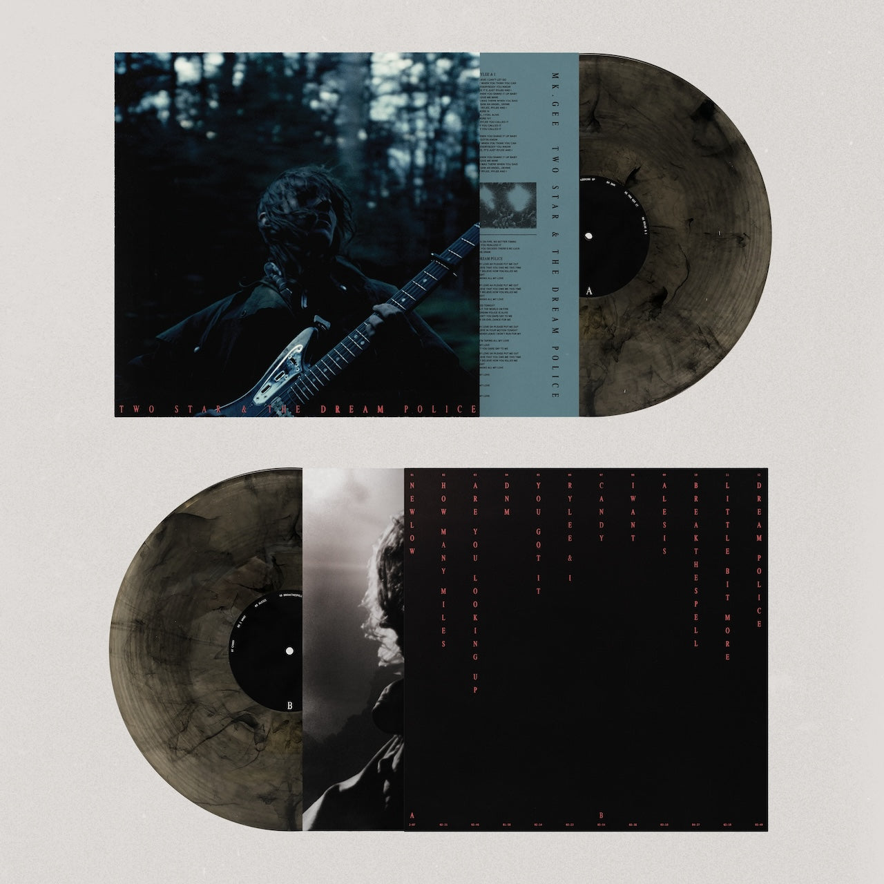 Image of Back Cover of LP - NEW/NEW - MK.GEE, Two Star & The Dream Police (R&R Digital; RR225LP, Europe 2026 Reissue, Indie Exclusive Limited Edition Black Marble Coloured Vinyl), , Mike Gordon's debut album as Mk.gee, "Two Star & the Dream Police," is a groundbreaking fusion of pop, rock, and soul. Hailing from New Jersey, the 26-year-old musician redefines familiar genres with his unique approach to sound, incorporating unconventional tones, tempos, and textures. His distorted guitar riffs and soulful voc