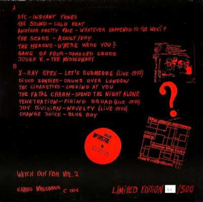 Image of Back Cover of LP - VG/VG - VARIOUS, British Underground The Best Of The UK Punk New Wave 1977 - 1982 (Chaos Wrecords; C 001, UK , Unofficial Numbered Limited Edition), ,  - 1926304E