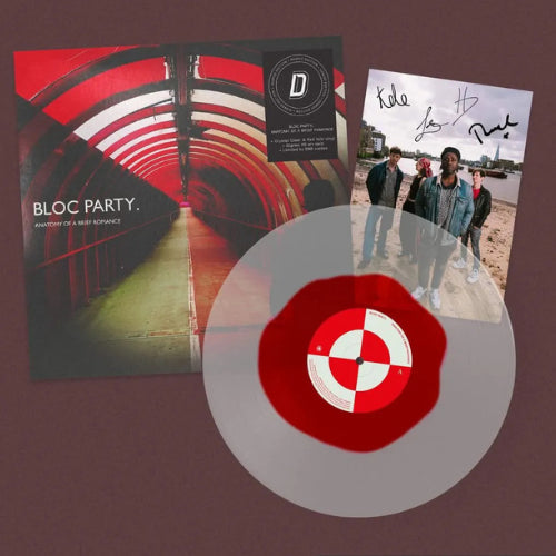 Image of Front Cover of LP - NEW/NEW - BLOC PARTY, Anatomy Of A Brief Romance - Dinked Edition (cOnTAGIOUS LTD; CON23LPX3, UK 2026, Dinked No. 401, Crystal Clear and Red Yolk Vinyl, Limited Edition Pressing of 500,  Signed A5 Art Card. ), , Bloc Party s place in hearts and minds was never up for debate, but the past four years have reaffirmed that position and simultaneously ignited a new passion with fans young and old. From touring the world with their friends Paramore to headlining a sold out Crystal Pal