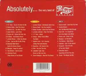 Image of Back Cover of 3xCD - G/VG+ - VARIOUS, Absolutely... The Very Best Of Prelude Records (Deepbeats; DEEPBOX 1, UK 1997, Slipcase), Discs and inners VG+. Outer slipcase is quite bashed up.,  - 1936210E
