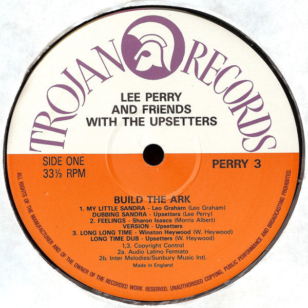Image of Label Cover of 3xLP - /VG - THE UPSETTERS WITH LEE PERRY & FRIENDS, Build The Ark (Trojan Records; PERRY 3, UK 1990, NO Box, 3 Inners), Light marks only, side 5 is hazy from press, nap. Clean labels, 3 inners. NO BOX.,  - 1946329S