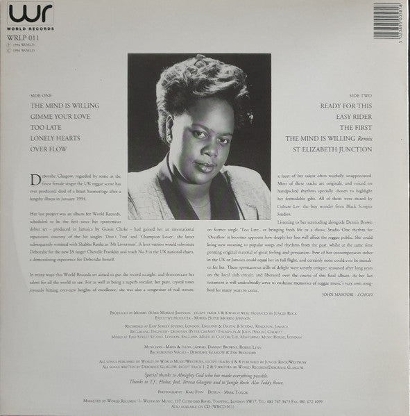 Image of Back Cover of LP - VG/VG+ - DEBORAHE GLASGOW, The Legend (World Records; WRLP 011, UK 1994), A few light hairlines only.Edgewear.,  - 1926319E