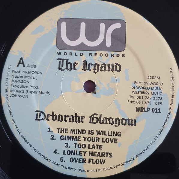 Image of Label Cover of LP - VG/VG+ - DEBORAHE GLASGOW, The Legend (World Records; WRLP 011, UK 1994), A few light hairlines only.Edgewear.,  - 1926319E