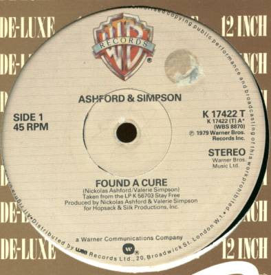Image of Front Cover of 12" - VG/VG - ASHFORD & SIMPSON, Found A Cure / You Always Could (Warner Bros. Records; K 17422 T, UK 1979, Company Sleeve), ,  - 1926321E