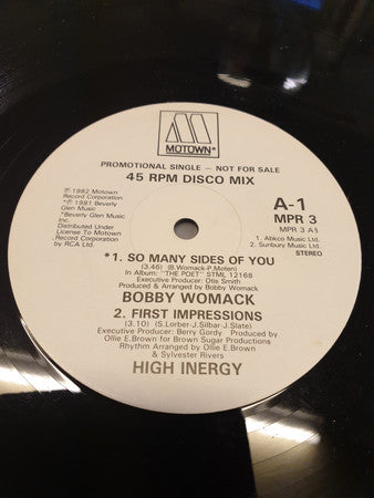 Image of Front Cover of 12" - /VG - BOBBY WOMACK / HIGH INERGY / BETTYE LAVETTE, So Many Sides Of You / First Impressions / I Can't Stop (Motown; MPR 3, UK 1983, Promo), ,  - 1926332E