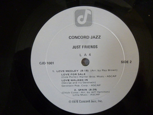 Image of Label Cover of LP - VG/VG+ - LA4, Just Friends (Concord Jazz; CJD-1001, US 1978, Metallic Sleeve), A few light hairlines only.,  - 1926334E
