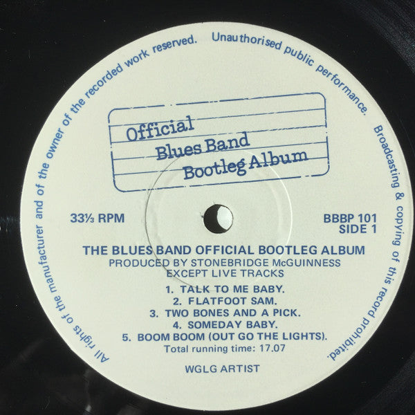 Image of Label Cover of LP - VG/EX - THE BLUES BAND, Official Blues Band Bootleg Album (Not On Label ; BBBP 101, UK 1980, Stamped Plain Sleeve, Fully Autographed And Hand Numbered), Limited Edition No 2131/3000, Ring Wear And Slight Discolouration To Sleeve,  - 1926192E
