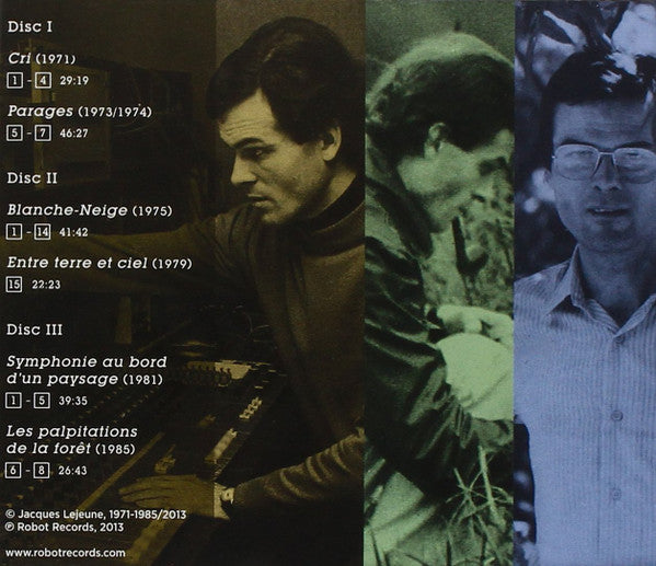 Image of Back Cover of 3xCD - VG+/VG+ - JACQUES LEJEUNE, Parages And Other Electroacoustic Works 1971-1985 (Robot Records; RR-42, US 2013, Double CD Case, 2 Booklets), ,  - 1936134E
