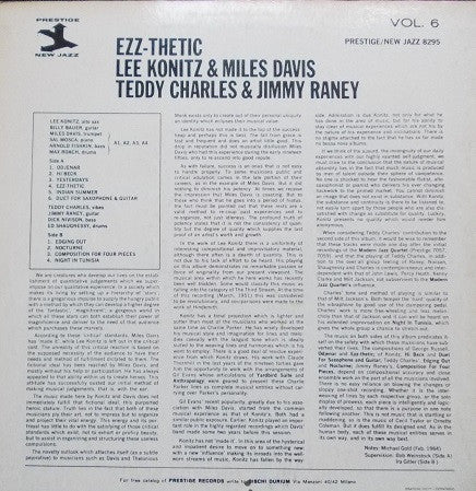 Image of Back Cover of LP - VG/VG - LEE KONITZ & MILES DAVIS, TEDDY CHARLES & JIMMY RANEY, Ezz-thetic (New Jazz; NJ 8295, Italy 1966, Picture Sleeve), minor writtng on back sleeve,  - 1926396E