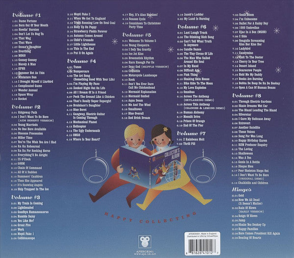 Image of Back Cover of 9xCD - VG/G+ - ANDY PARTRIDGE, The Official Andy Partridge Fuzzy Warbles Collector's Album (Ape House; APEBOX001, UK & US 2006, Booklet), Includes Stamps and Booklet. Discs 1, 4, 5, 7 and 8 are scratched and graded G+, others are VG+ OR E. Transparent O-Card is in G condition with yellowing and front left corner broken. Boxset is in VG+.,  - 2056017S