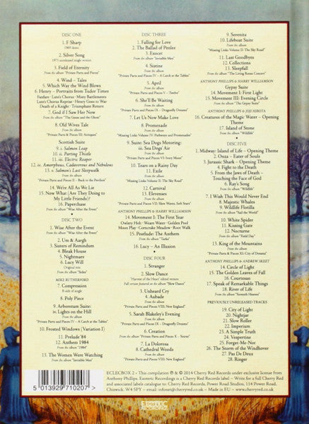 Image of Back Cover of 5xCD - EX/M - ANTHONY PHILLIPS, Harvest Of The Heart (An Anthology) (Esoteric Recordings; ECLECBOX 2, UK & Europe 2014, Book Sleeve), Still SEALED in stickered shrinkwrap. Some light marks on shrinkwrap.,  - 2316523C