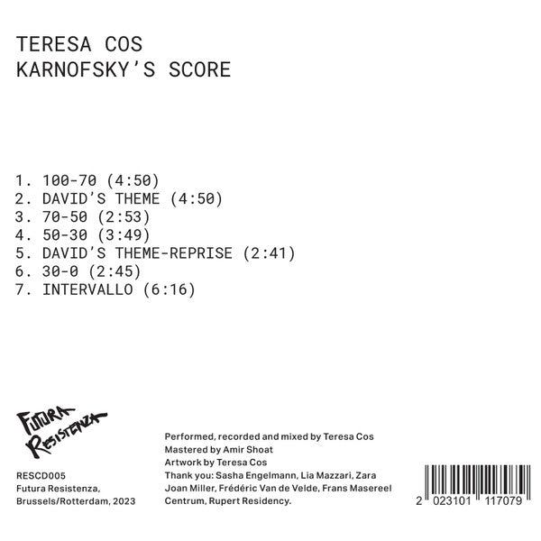 Image of Back Cover of CD - VG+/VG+ - TERESA COS, Karnofsky   s Score (Futura Resistenza; RESCD005, Belgium 2023, Gatefold), ,  - 2036019E
