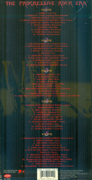 Image of Back Cover of 5xCD - G+/VG+ - VARIOUS, Supernatural Fairy Tales (The Progressive Rock Era) (Rhino Records; R2 72451, US 1996, Box Set, Booklet), Outer box is a little bashed up. All inners and discs are fine.,  - 2036008E