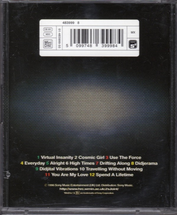 Image of Back Cover of Minidisc - VG+/VG+ - JAMIROQUAI, Travelling Without Moving (Sony Soho Square ; 483999 8, UK 1996, Minidisc Case), ,  - 2016080C