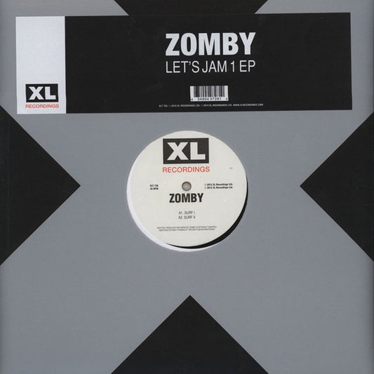 Image of Front Cover of 12" EP - VG+/VG+ - ZOMBY, Let's Jam 1 EP (XL Recordings ; XLT 728, UK 2015, Stickered Die Cut Company Sleeve, 33   RPM (45 RPM on Label)), , A1		SurfA2		Surf IIB1		SlimeB2		Acid Surf - 2016073C