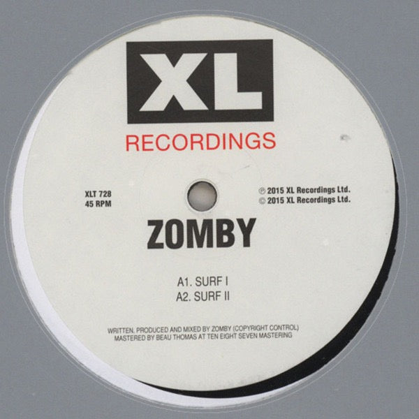 Image of Label Cover of 12" EP - VG+/VG+ - ZOMBY, Let's Jam 1 EP (XL Recordings ; XLT 728, UK 2015, Stickered Die Cut Company Sleeve, 33   RPM (45 RPM on Label)), , A1		SurfA2		Surf IIB1		SlimeB2		Acid Surf - 2016073C