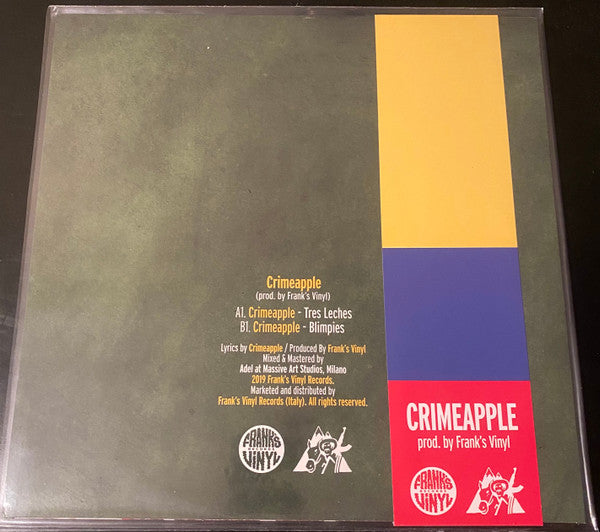 Image of Back Cover of 12" - VG+/VG+ - CRIMEAPPLE, FRANK'S VINYL, Tres Leches / Blimpies (Frank's Vinyl Records; FVR-002, Italy 2019, Limited Edition, Without Obi Strip), Strong VG+,  - 2046071S