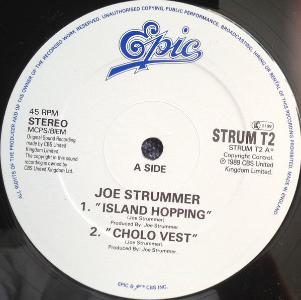 Image of Label Cover of 12" - VG+/VG - JOE STRUMMER, Island Hopping (Epic; STRUM T2, UK 1989), ,  - 2026050E