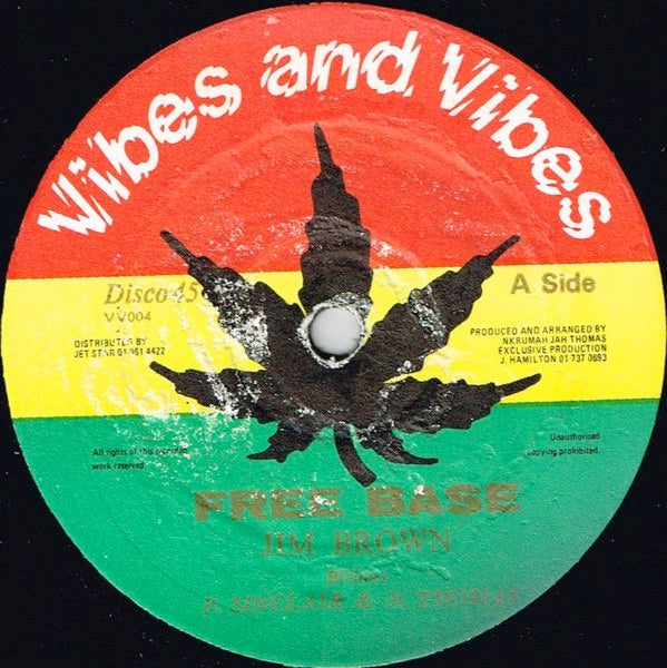 Image of Front Cover of 12" - /VG+ - JIM BROWN / JAH THOMAS, Free Base / Room For Rent (Vibes And Vibes; VV004, UK 1984), ,  - 2016130C