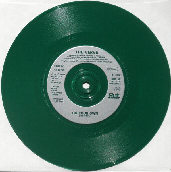 Image of Label Cover of 7" - VG/VG+ - THE VERVE, On Your Own (Hut Recordings; HUT 55, UK 1995, Picture Sleeve, Green Vinyl, Limited Edition), ,  - 2056061S