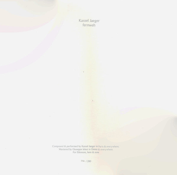 Image of Back Cover of LP - EX/EX - KASSEL JAEGER, Fernweh (Senufo Editions ; senufo edition # thirty five, Italy 2012, Numbered, Limited Edition Clear Vinyl), No. 001/280,  - 1926428E