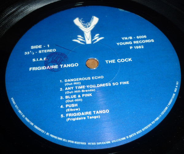 Image of Label Cover of LP - VG/VG - FRIGIDAIRE TANGO, The Cock (Young Records; YN/B 6006, Italy 1981), Strong VG, Creases To Top Of Oversized Sleeve, Damage To Sleeve Opening,  - 1926423E