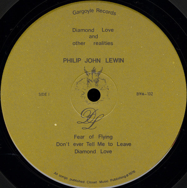 Image of Label Cover of LP - EX/EX - PHILIP JOHN LEWIN, Diamond Love And Other Realities (Gargoyle Records; BWM-102, Canada 1976), Still In Opened Shrinkwrap,  - 1926421E