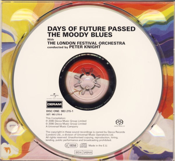 Image of Label Cover of 2xCD - EX/EX - THE MOODY BLUES WITH THE LONDON FESTIVAL ORCHESTRA CONDUCTED BY PETER KNIGHT, Days Of Future Passed (Deram; 983 215-0, UK, Europe & US 2006, Deluxe Edition, SACD, Hybrid, Multichannel, Album, RemasteredCD, Compilation), SEALED,  - 2016150C