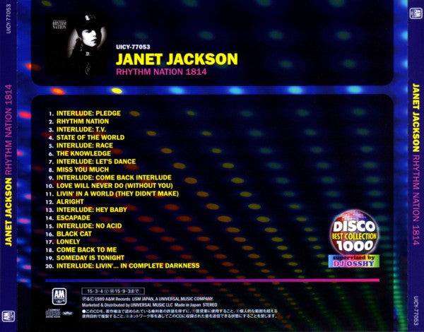 Image of Back Cover of CD - M/M - JANET JACKSON, Rhythm Nation 1814 (A&M Records; UICY-77053, Japan 2015, Jewel Case), ,  - 2036071E
