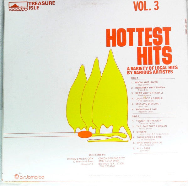 Image of Back Cover of LP - VG+/VG+ - VARIOUS ARTISTS, Hottest Hits Vol. 3 (Treasure Isle; , Jamaica 1990s Reissue), ,  - 2016211C