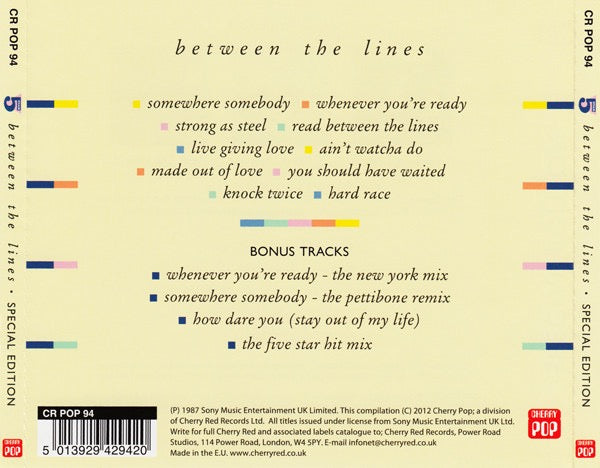 Image of Back Cover of CD - EX/EX - FIVE STAR, Between The Lines (Cherry Pop; CR POP 94, UK 2012 Reissue), ,  - 2016196C