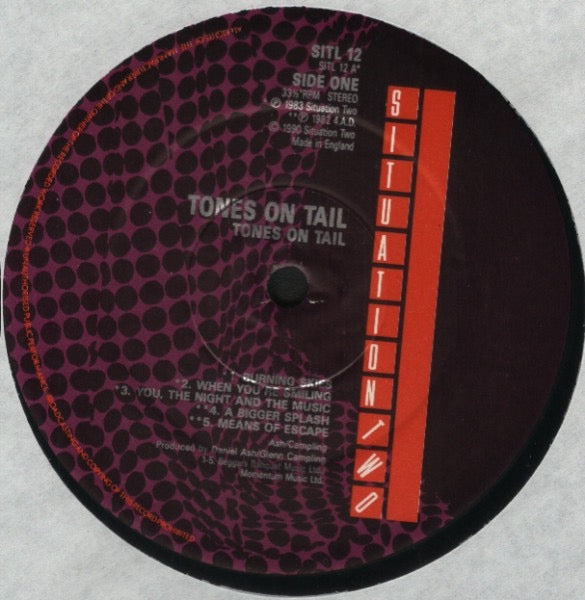 Image of Label Cover of LP - G+/G+ - TONES ON TAIL, Tones On Tail (Situation Two; SITL 12, UK 1990), Light marks, Large patch of sticker damage to top right corner of sleeve,  - 2016113C