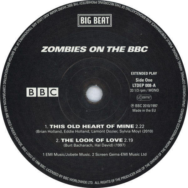 Image of Label Cover of 7" EP - VG+/VG+ - THE ZOMBIES, Zombies On The BBC (Big Beat Records; LTDEP 008, UK 2010, Picture Sleeve), ,  - 2056067S