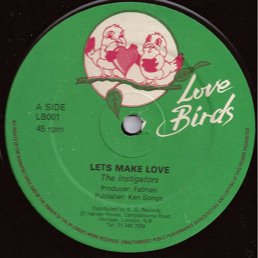 Image of Front Cover of 12" - /G+ - INSTIGATORS / PAULETTE & SOPHIA, Lets Make Love / How I Feel (Love Birds; LB001, UK 1980s, Plain Sleeve), Lots of light marks, plays above grade. Clean labels.,  - 2016214C
