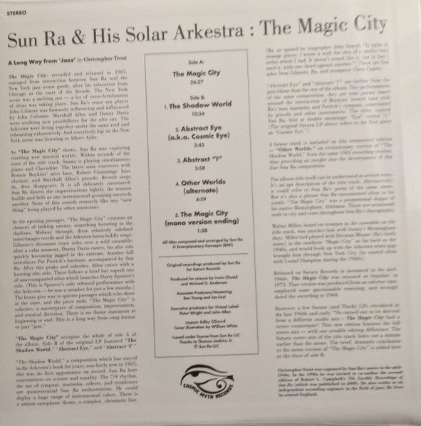 Image of Back Cover of LP - EX/EX - SUN RA & HIS SOLAR ARKESTRA, The Magic City (Cosmic Myth Records; CMR-001, US 2017 Reissue, Booklet), ,  - 2026100E